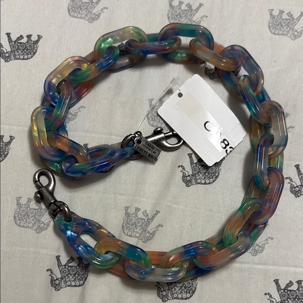 Coach Blue and Green Belt with Chunky Braided Design